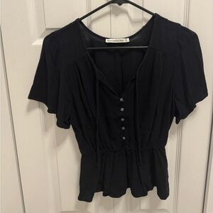 Abercrombie & Fitch Black Buttoned Blouse